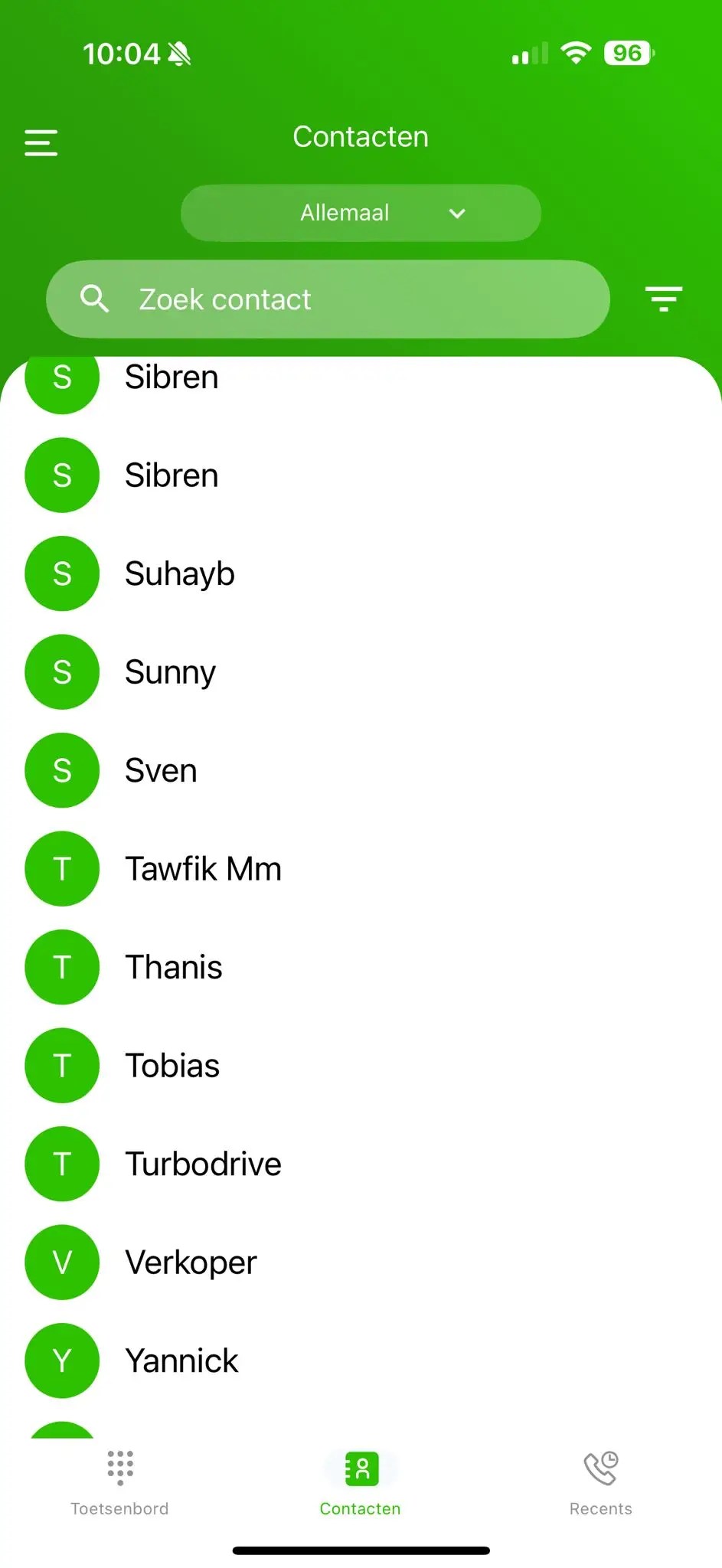 Contacten en favorieten in Werk Telefoon