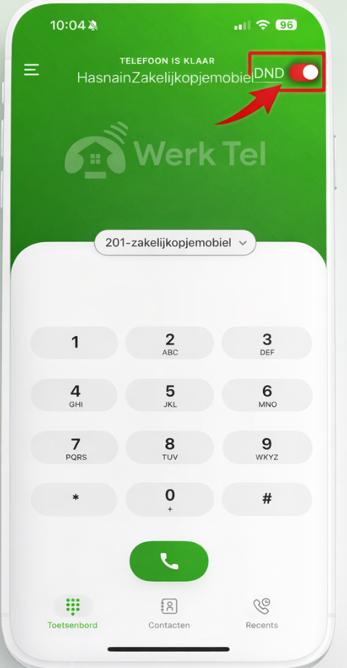 Niet storen en beschikbaarheid in Werk Telefoon